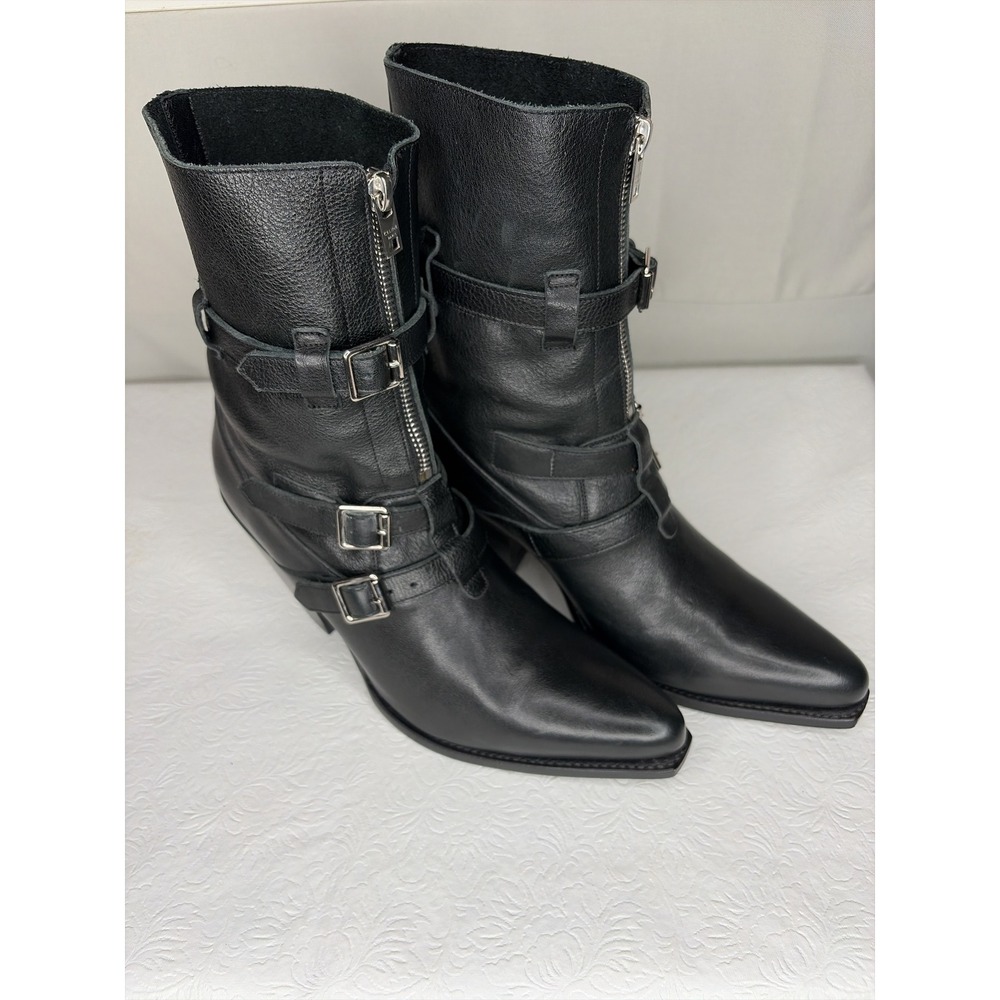 CELINE Berlin SS19 Hedi Slimane Black Triple Buckle Western Ankle Boots 39